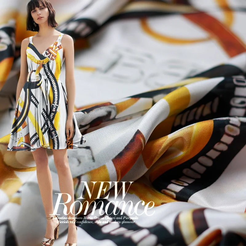 

110 cm printed silk fabric for dress 12 mm crepe de chine silk fabric summer breathable dress fabric wholesale silk cloth