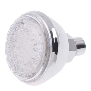 

New LED Small Top Spray Colorful Self-discoloration Round Pattern Bathroom Shower Head Coloured Bath Nozzle Visible Temperature