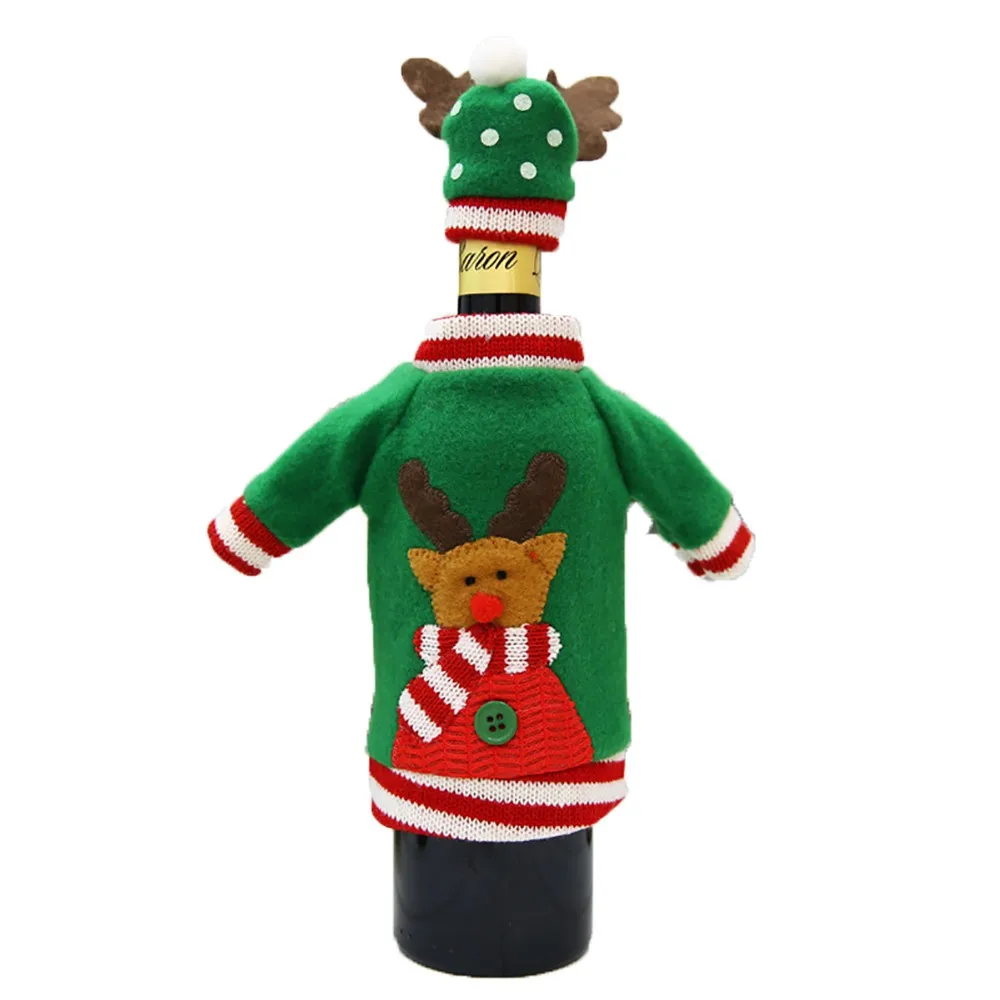 3 шт крышка бутылки набор Merry Christmas Santa Wine чехол для бутылки рождественские праздничные вечерние украшения стола#3b28