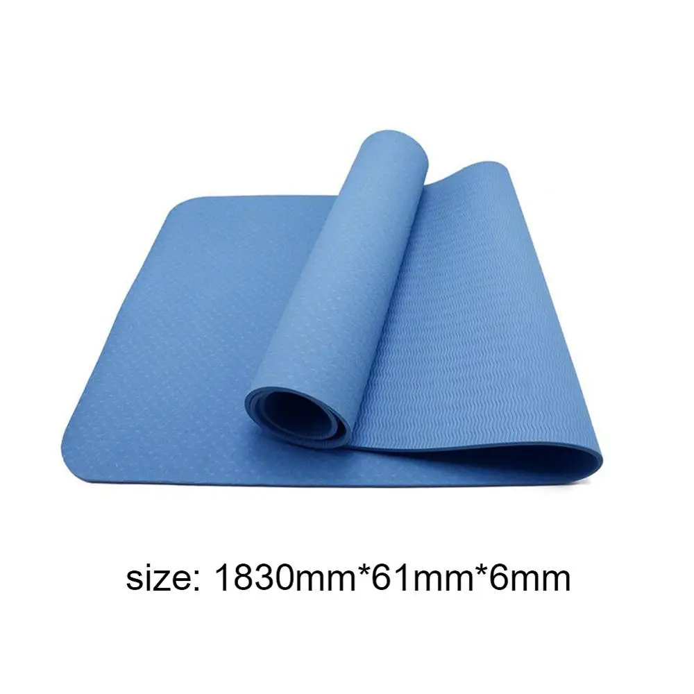 1830*610*6 мм TPE коврик для йоги с позиционной линией нескользящий коврик для спортзала Экологичные коврики для фитнеса и гимнастики для начинающих - Цвет: Blue no Line