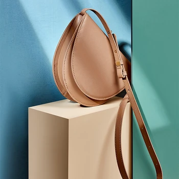 

Coated Cowhide Leather Bag Solid Color Saddle Bag Crossbody Shoulder Bags for Women 2020 New Handbag