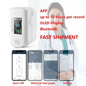 

Bluetooth Fingertip Pulse Oximetro SpO2 PR Android IOS APP Athlete Elderly Data Record Accurate Measurement