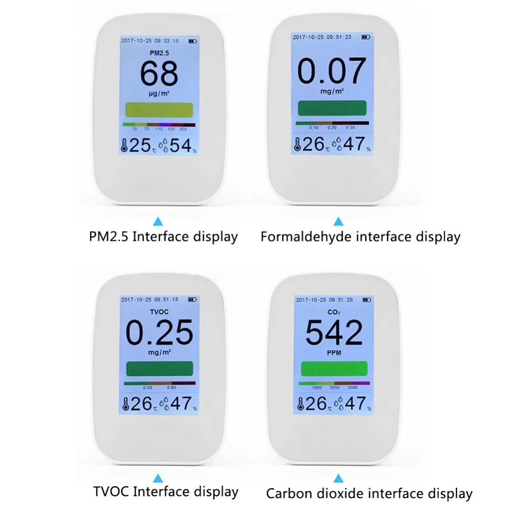 Новый PM2.5 HCHO TVOC тестер CO2 метр монитор тестер многофункциональный детектор качества воздуха детектор газа