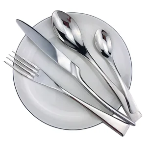 Hot Sale 24-Piece Shiny polishing Mirror Silver Cutlery Dinnerware Set Tableware Flatware Set Stainless Steel Wholesale
