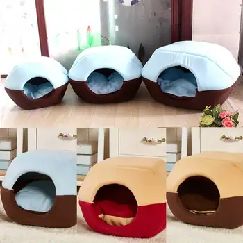 

Winter Leopard Dog Puppy Sofa Cushion Pet House Foldable Bed With Mat Soft House Kennel Nest Dog Cat Bed For Small Medium Dogs