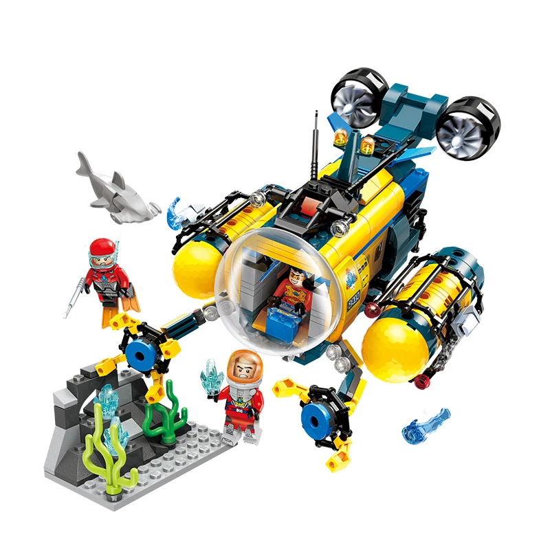 

488Pcs Children's Toys Deep Sea Underwater Adventure Building Blocks Educational Toy Ship Boat Model Toys for Boy Christmas Gift