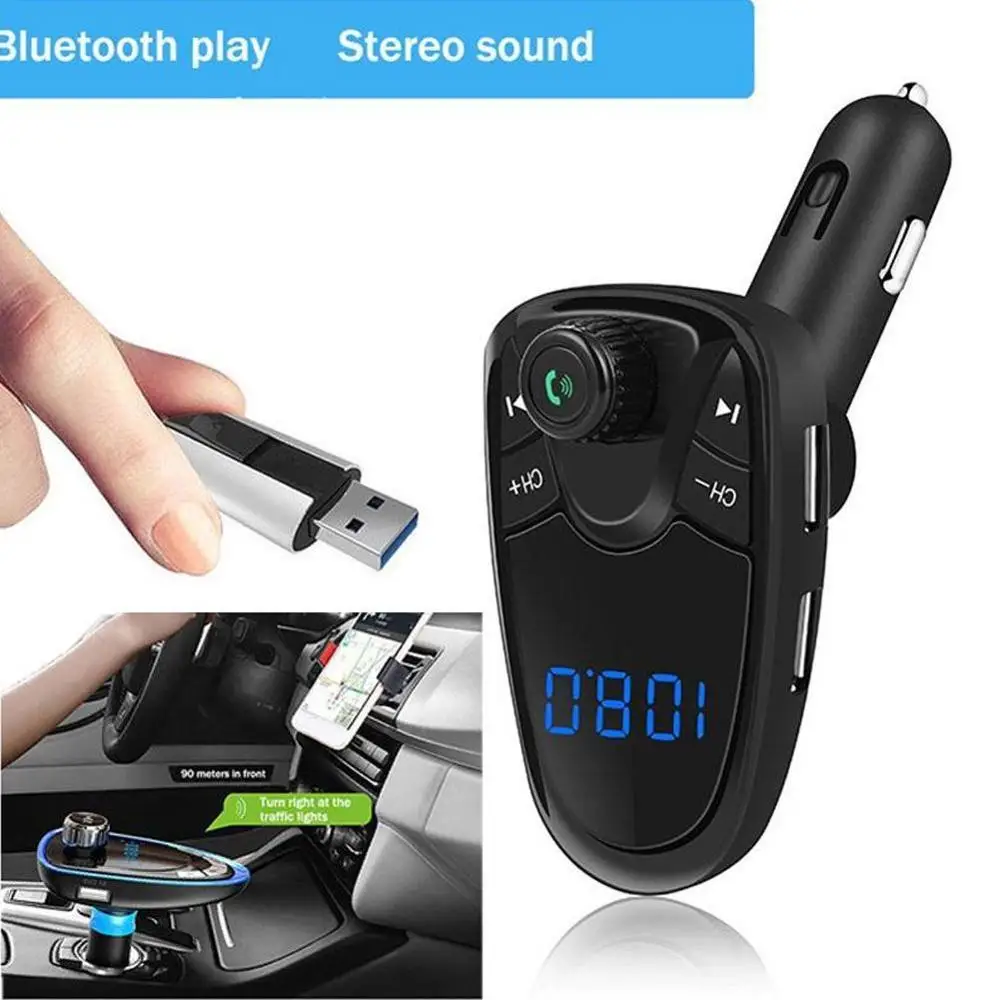 

Bluetooth FM Transmitter FM MP3 Player Modulator Handsfree Dual USB Charger Support TF Card U Disk