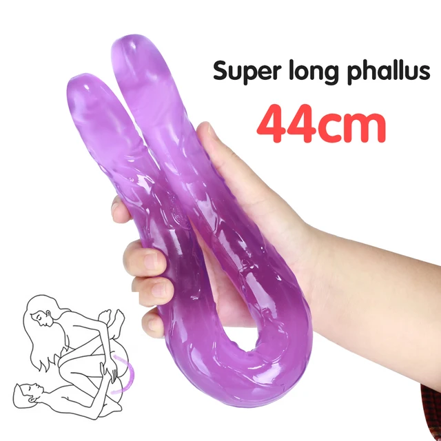 44cm Soft Jelly Dildo Double Long Realistic Dildos Cock Lesbian Vaginal Anal Plug Flexible Fake Penis