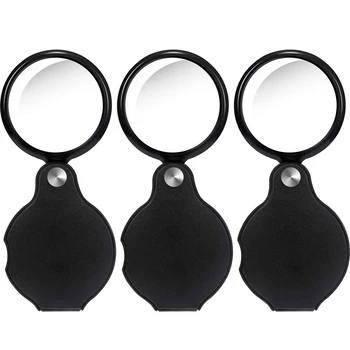 

GTBL 10X Mini Magnifying Glass Folding Pocket Magnifier Bigeye Glass Loupe with Black Rotating Protective for Reading Newspaper,