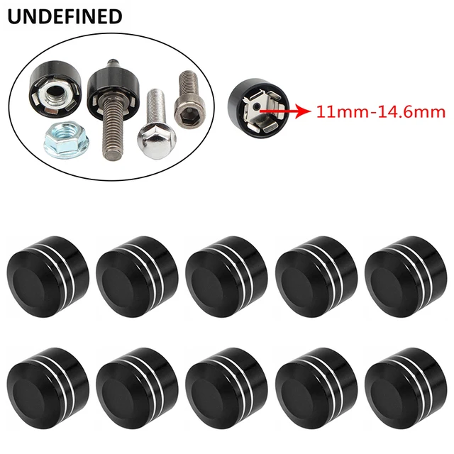 10pcs Head Bolt Cover For Harley Twin Cam Dyna Softail Touring FLH Chrome Schrauben Motor Topper Screw Caps Motorcycle Aluminum 11mm-14.6mm