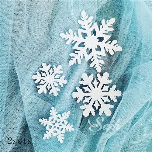 2 set white B Романтические белые Серебряные Снежинки коллекция Топпер для торта десерт украшения на день рождения прекрасные подарки Рождественские принадлежности - Цвет: 2 set white B