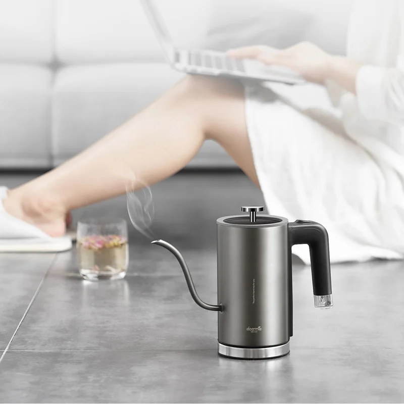  Xiaomi Deerma Electric Hand Pot 8mm Gooseneck Mouth LED Heating Lamp Brewed Coffee Hot Water Bottle