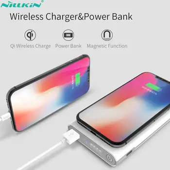 

NILLKIN Power Bank 10000mah 2 in 1 Qi Wireless Charger LED Portable Charging PowerBank for iPhone 8/X For Samsung S9 S8 For Mi 9
