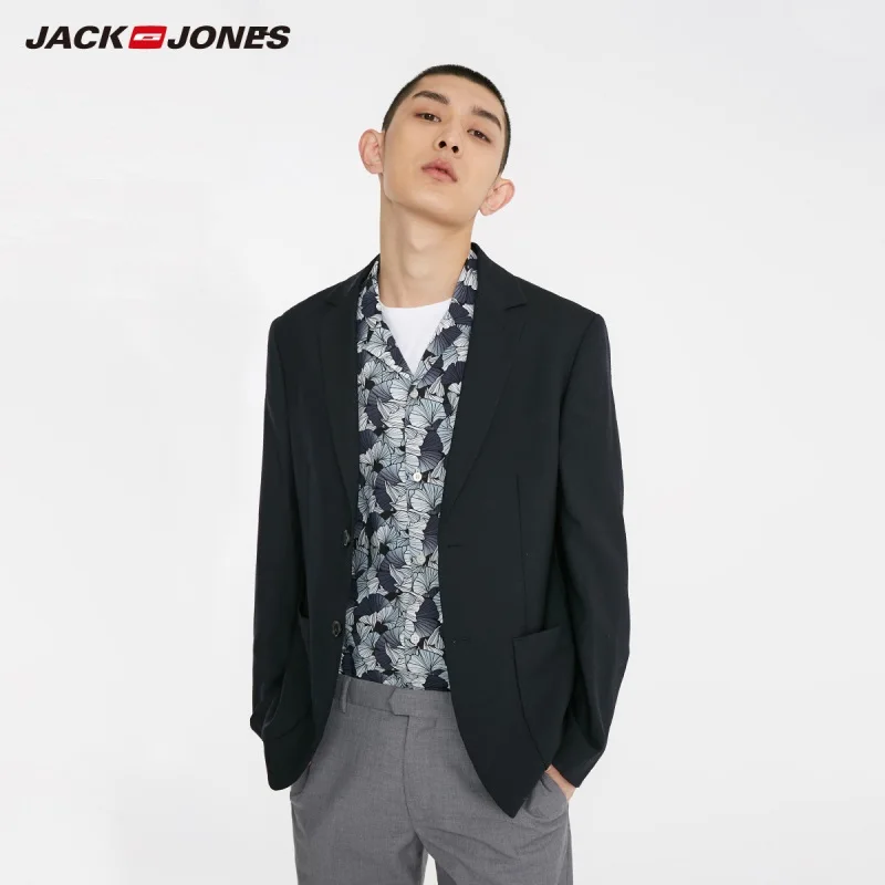 JackJones Мужской приталенный модный шерстяной Повседневный блейзер мужская одежда пальто 219108510 - Цвет: MIDNIGHT