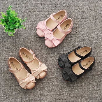 

New Girls Sandals Sweet Princess Single Shoes Fashion Bowknot Square Head Party Girls Shoes Comfortable Soft Dance Kids Sandals