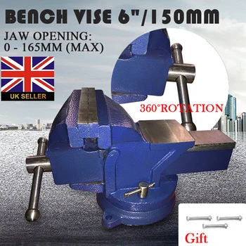 

6" 150mm Multifunctional Work Bench Vise Heavy Duty Rotating Pipe Jaws 360-Degree Swivel Base and Head Clamp-on Table Vise