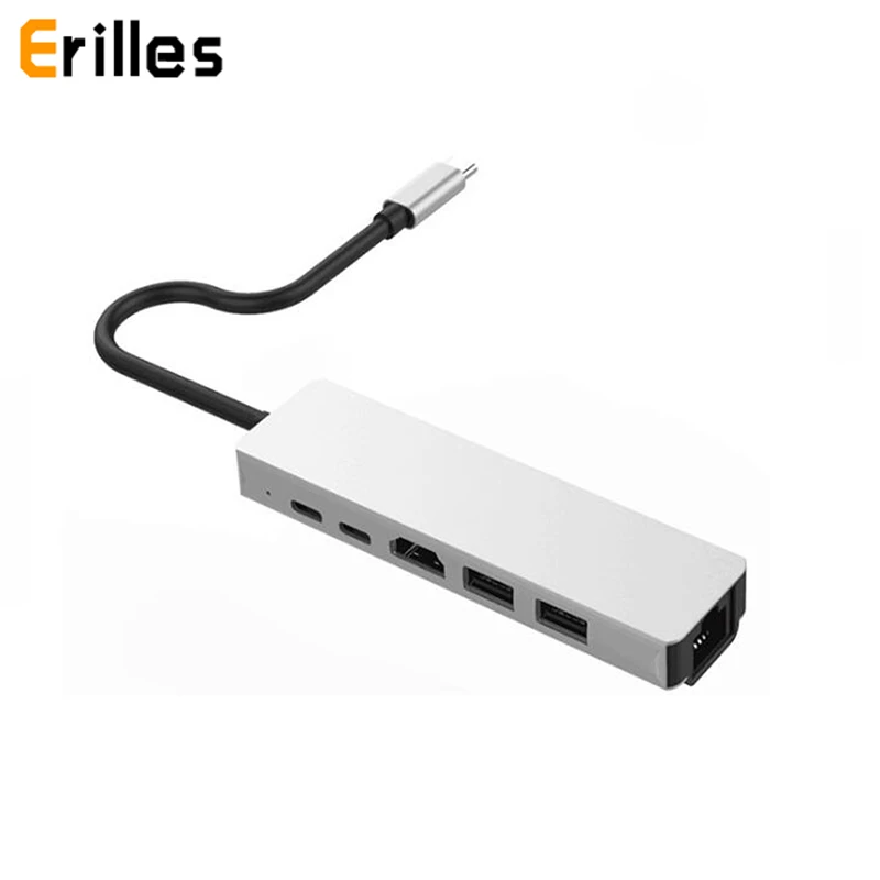 Type C 3 1 100 M Rj45 HDMI 4K концентратор PD 87W зарядка Thunderbolt USB 0 удлинитель Мульти
