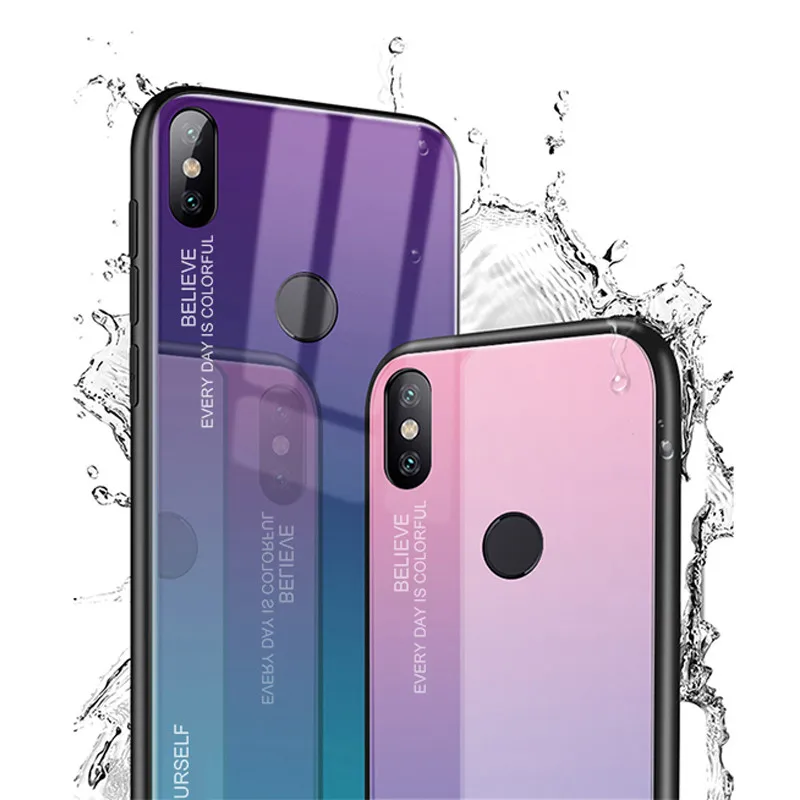 Gradient Painted Tempered Glass Case For Xiaomi Mi8 Mi A2 Lite A1 Pocophone F1 Mi6 Phone Case Redmi Note 5 6 Pro Mi6X Mi5X Cover (1)