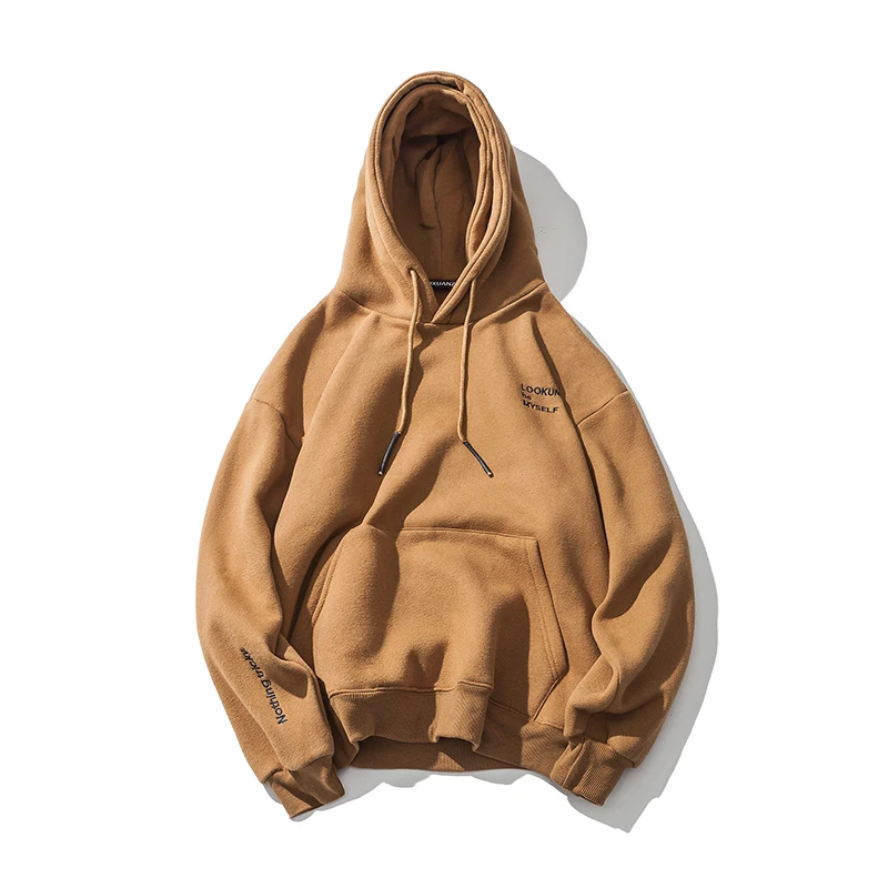 

2019Spring Warm Fleece Men Sweatshirts Thick Men's Hoodies Casual Cotton man Tracksuits Pullover WY61
