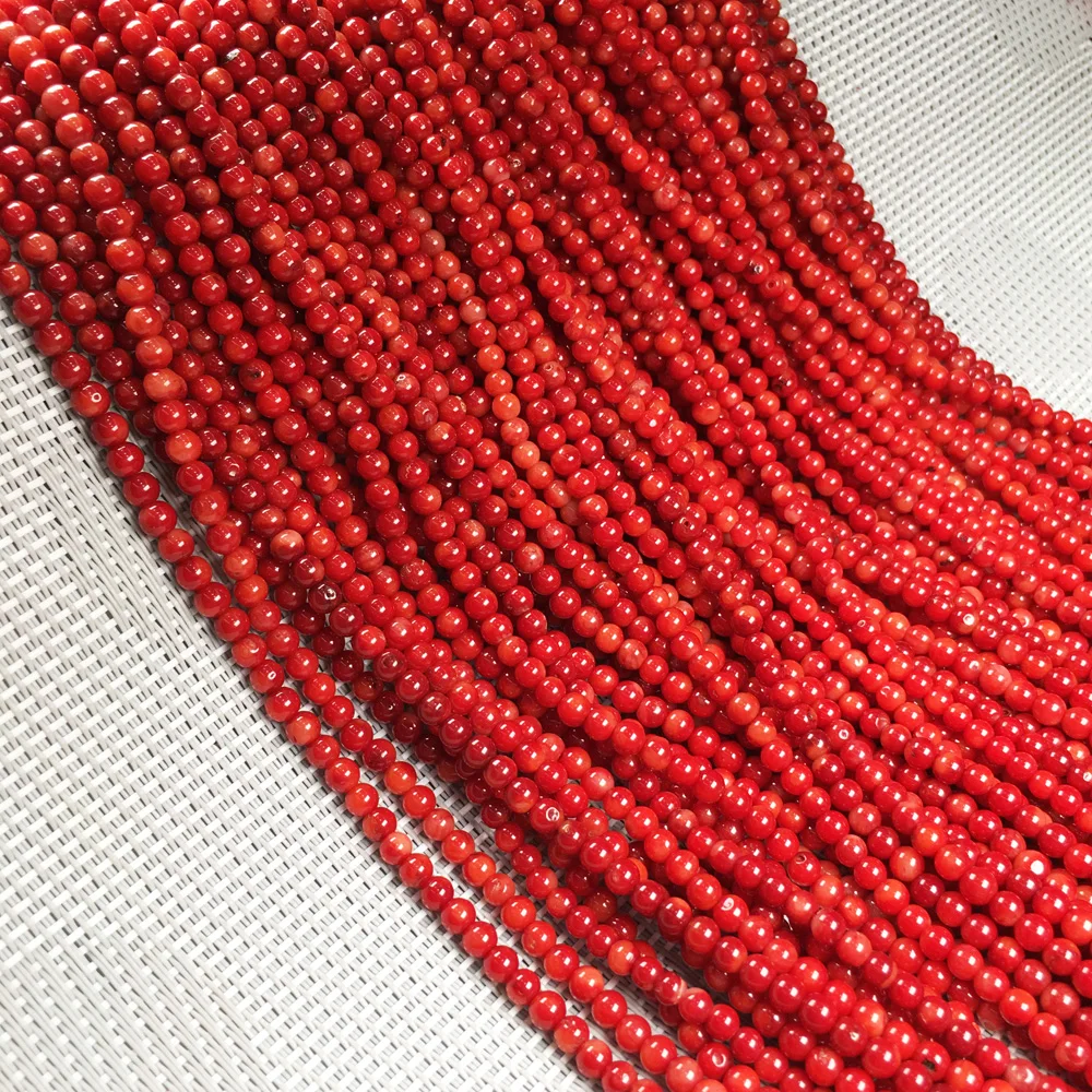Round Red Coral Beads Natural Stone Coral Charm Loose Beads Isolation Beads For Jewelry Making Bracelet DIY Necklace 2 3 4 5 6mm