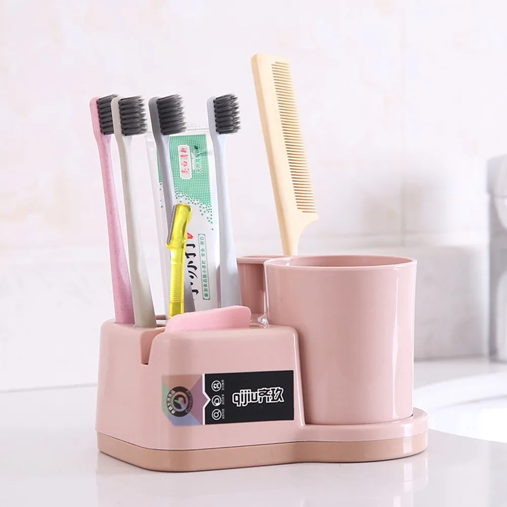 Пластиковая Полка для туалетных принадлежностей для ванной комнаты, держатель для зубной щетки, Набор чашек для чистки, товары для дома и ванной комнаты, стеллаж для хранения# YL10
