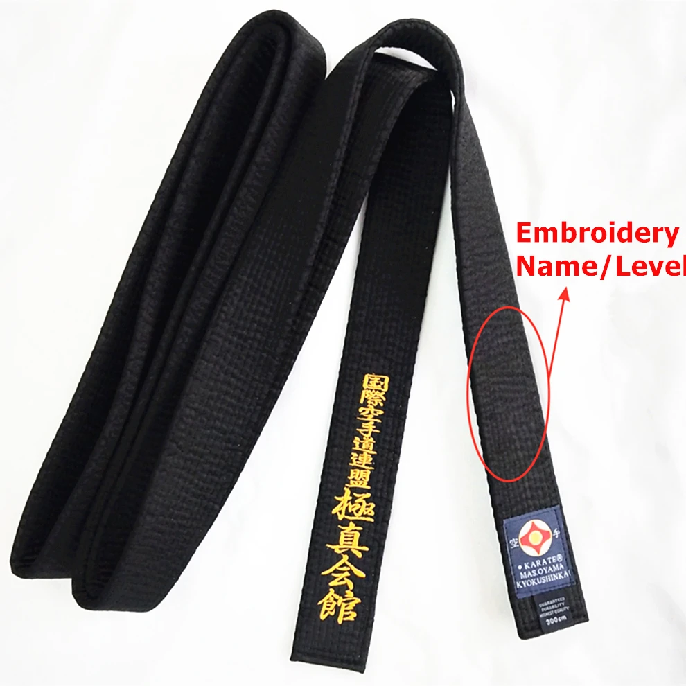 Cinturón Negro profesional Kyokushin Kyokushinkai, cinturones de Tokyo japonés, nombre bordado cinturones de Karate IKO personalizados|Productos de culturismo y otros deportes| - AliExpress