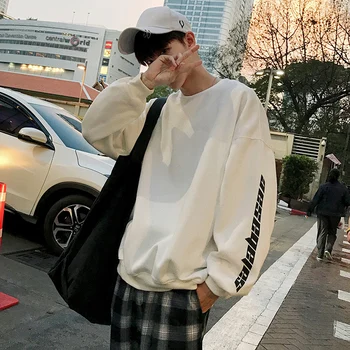 

2019 Autumn And Winter New Youth Trend Loose Round Neck Sweatshirt Fashion Casual Letter Printing Wild Pullover White Black Red