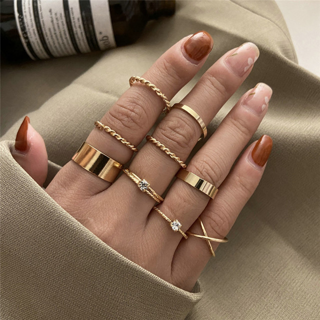 Fashion Jewelry Rings Set Hot Selling Metal Alloy Hollow Round Women Finger Ring For Girl Lady Party Wedding Gifts