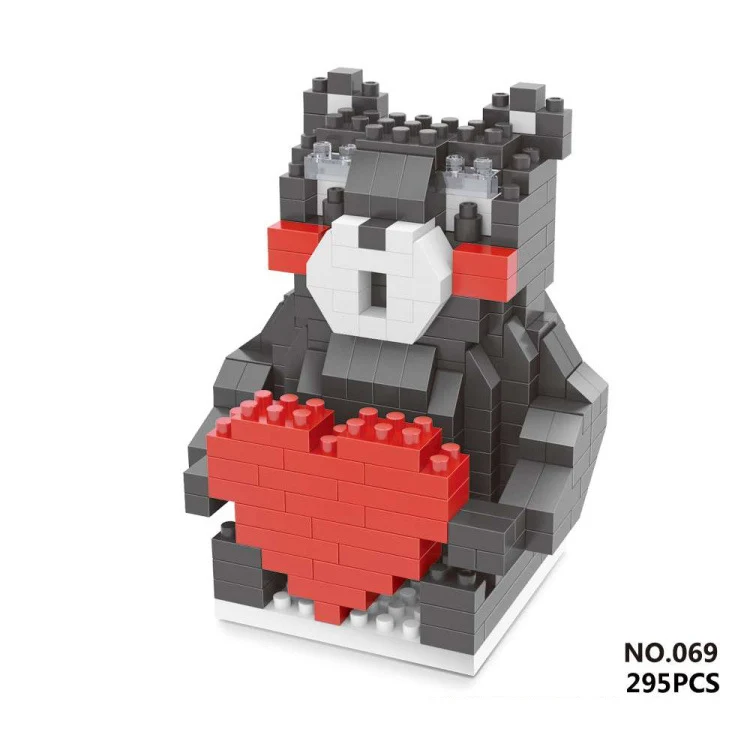 Забавный японский Кумамото Кен талисман микро алмазный строительный блок Kumamon оранжевое сердце черный медведь нанокирпич игрушки для детей Подарки