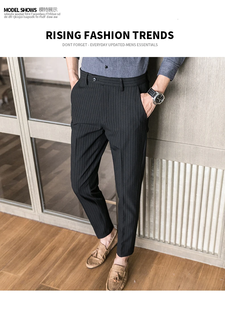 Winter New Korean Version Of The Trend Of British Wind Slim Stripes Wild Straight Harajuku Casual Trousers