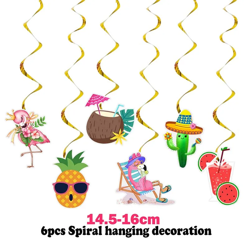 Flamingo Party Tableware Hawaii ALOHA Bunting Banner Balloon Garlands Summer Tropical Hawaiian Party Birthday Wedding Decoration 