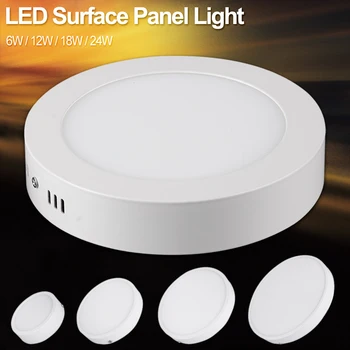 

Cool/Warm White Round LED Surface Panel Light Slim Ceiling Lamp 6/12/18/24W AC 85-265V Surface Round LED Down Light Spot Fixture