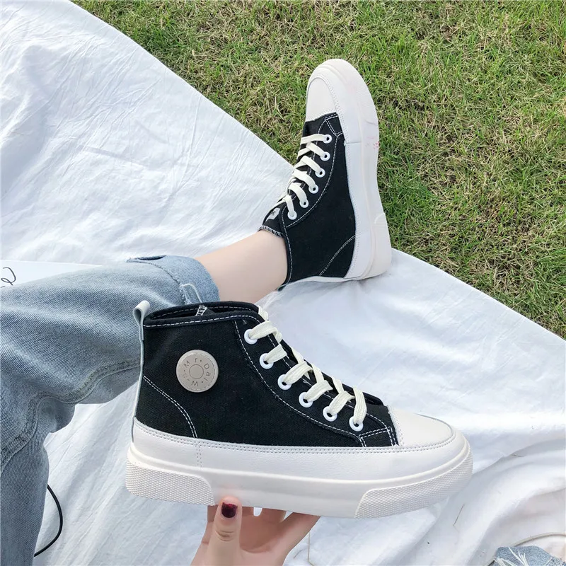 

Women Casual Shoes Trend Comfortable Light Woman Fashion Sneaker New High Top Canvas Shoes Spring Zapatos Mujer U12-46