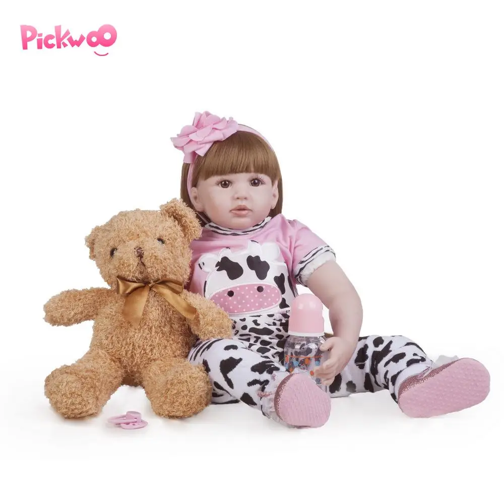 Pickwoo 24''57cm bebes кукла-Реборн, кукла для маленькой девочки, мягкий силиконовый хлопок, Boneca reborn Brinquedo, подарки на день детей, игрушки, plamate