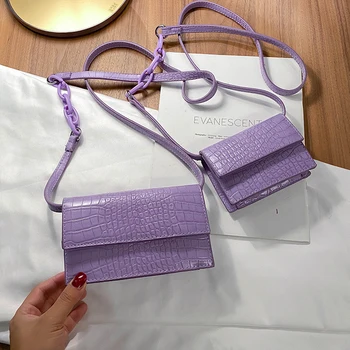 

Stone Pattern Solid Color PU Leather Small Flap Bags For Women Summer Chain Crossbody Shoulder Bags Mini Travel Purses D413