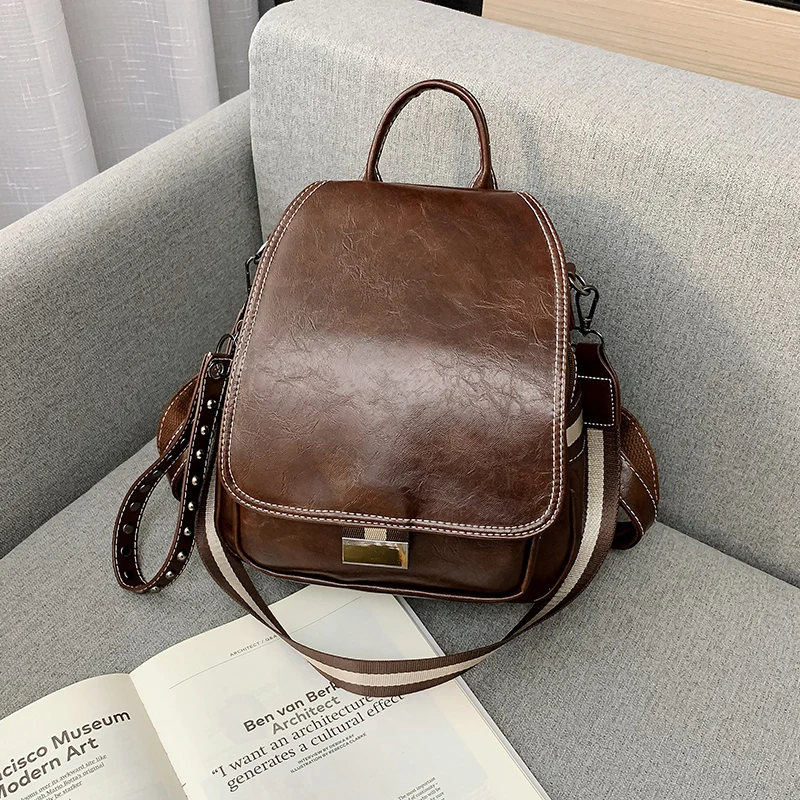 Brown Популярный женский кожаный рюкзак, модные женские рюкзаки Mochila, женские повседневные винтажные сумки на плечо с большой вместительностью XA219H - Цвет: Brown