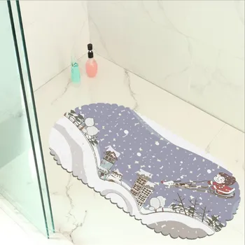 

New Style Hand Painted Cartoon Christmas Pattern PVC Non- Slip Waterproof Bath Mat Bathtub Mat Shower Mat