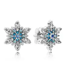 Original 925 Sterling Silver Earring Pan Crystalized Snowflake Crystal Stud Earrings For Women For Women Wedding Jewelry