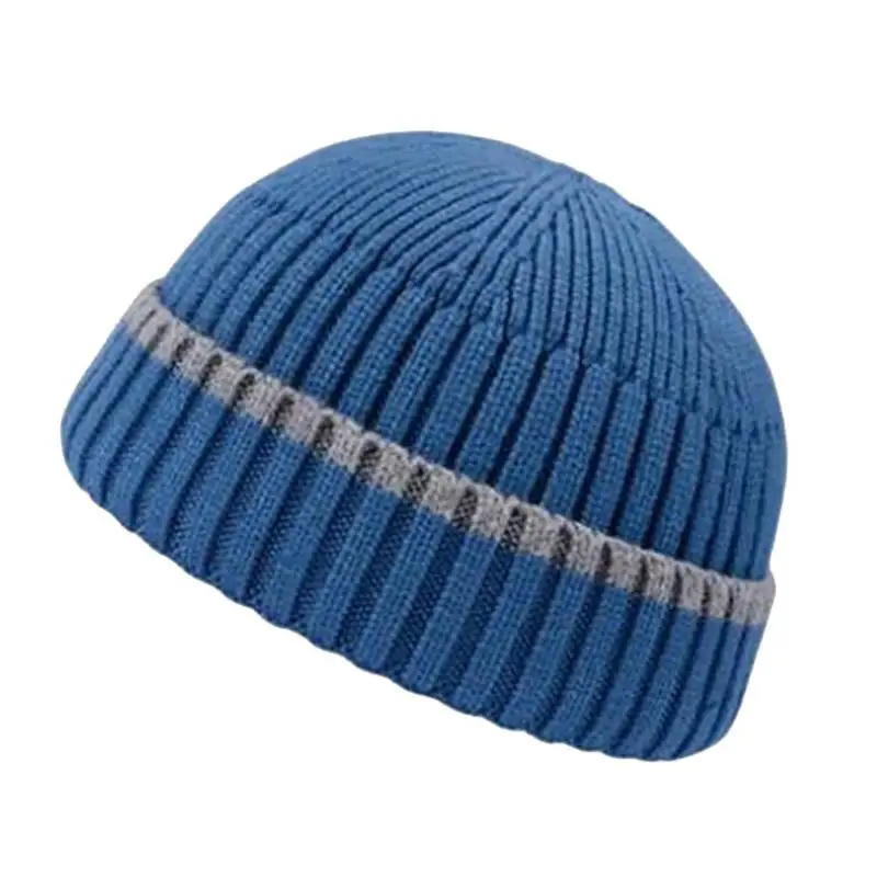 Зимняя Вязаная мужская шапка Skullcap, мужская вязаная шапка Skullcap, осенне-зимняя шапка в стиле хип-хоп, шапки в рыбацком стиле, вязаная шапка для женщин - Цвет: Blue