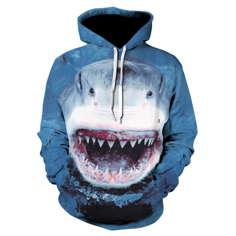 

Horror deep-sea man-eating shark 3D hoodie street personality fashion clothing autumn leisure fitness sweatshirt men new hoodie