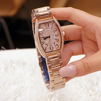 

Watch Women Luxury Diamond Steel Women Watches Casual Quartz Wristwatches Female Clock Woman Tonneau Elegant Ladies Watch Wrist