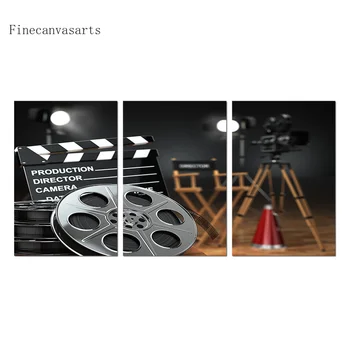 

3 Panels Room Decor Poster Film Tapes and Slate Canvas Wall Art Painting Modern Style Living Room Decoration Wall Decor Picture