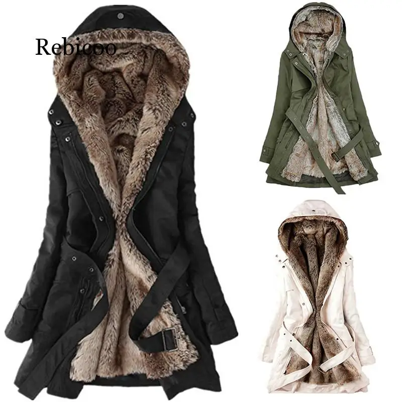 

Women's Sweater Women's Fur-Lined Coat Women's Winter Warm Thick Jacket Hooded Coat Jacket