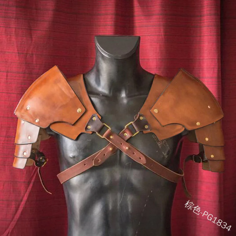 Средневековые мужчины Viking Battle Knight Pauldrons один ремень Регулируемый кожаный