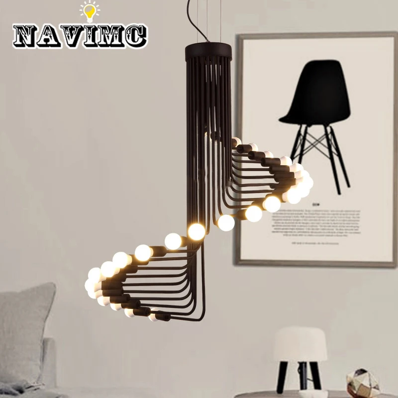 

Simple Retro Creative Multi-head Spiral Staircase Pendant Light Decoration For Home Living Room AC 90-260V