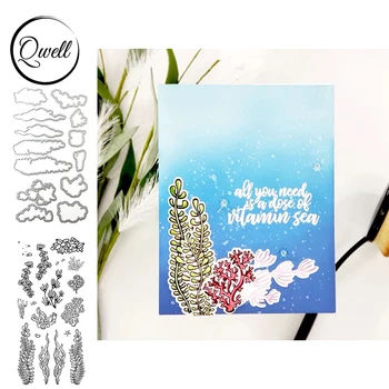 

QWELL Seaweed Metal Cutting Dies With Coordinate Clear Silicone Stamps Set DIY Scrapbooking Craft Template 2020 New