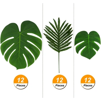 

36 Pcs 3 Kinds Artificial Palm Leaves Tropical Plants Fake Leaves Safari Leaves Hawaiian Luau Party Suppliers Decorations