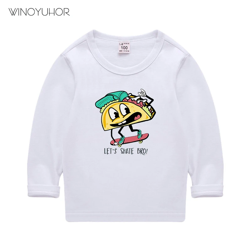 

New Spring Autumn Casual Toddler Kids Girls Cartoon Skate Skateboarding Long Sleeve Tops T-Shirt Boy Clothes 2-12 Years
