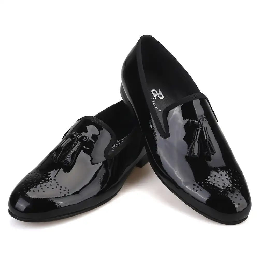 black patent mens loafers