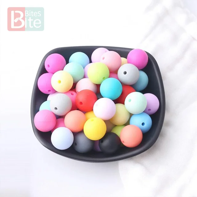 60pcs 12mm Baby Teether Silicone Beads Diy Pacifier Chain Bracelet Bpa Free Chewable Round Silicone Bead Accessories For Newborn mix